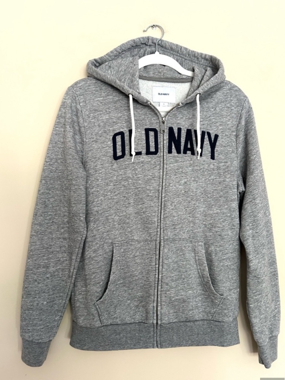 Old Navy Men’s Gray Full-Zip Hoodie with Navy Logo